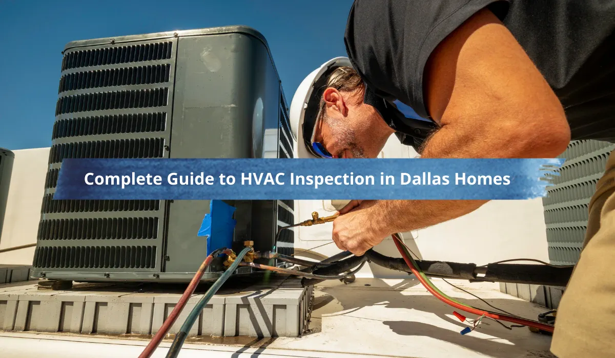 A technician inspects an HVAC unit on a rooftop, examining connections and ensuring proper maintenance for Dallas homes.